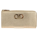 Salvatore Ferragamo Long Wallet Leather Gold Tone Auth BA8972V-13
