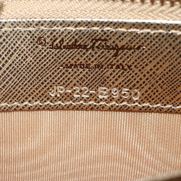 Salvatore Ferragamo Long Wallet Leather Gold Tone Auth BA8972V