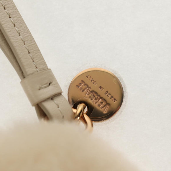 VERSACE Medusa Fluffy Shearling Charm Fur Beige Auth BA8973V