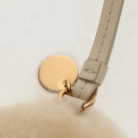 VERSACE Medusa Fluffy Shearling Charm Fur Beige Auth BA8973V