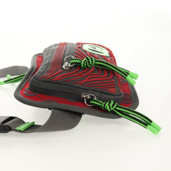 GUCCI GG Canvas Waist bag Nylon Gray Silver 752102 Auth BA8974V