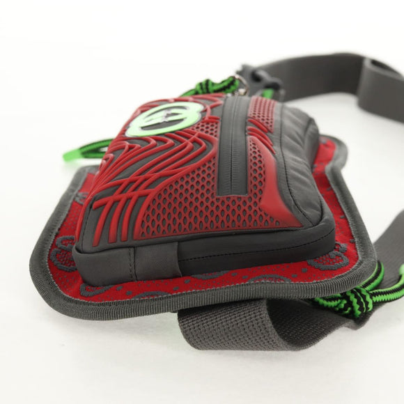 GUCCI GG Canvas Waist bag Nylon Gray Silver 752102 Auth BA8974V