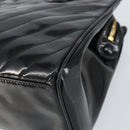 CHANEL V Stitch Hand Bag Enamel Black Gold CC Auth BA8975-10
