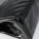 CHANEL V Stitch Hand Bag Enamel Black Gold CC Auth BA8975-13