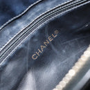 CHANEL V Stitch Hand Bag Enamel Black Gold CC Auth BA8975-15