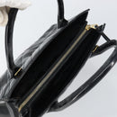 CHANEL V Stitch Hand Bag Enamel Black Gold CC Auth BA8975-6