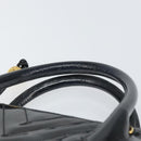 CHANEL V Stitch Hand Bag Enamel Black Gold CC Auth BA8975-8