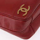 CHANEL Tote Bag Caviar Skin Red Gold CC Auth BA8976-15