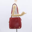 CHANEL Tote Bag Caviar Skin Red Gold CC Auth BA8976-24