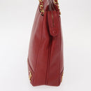 CHANEL Tote Bag Caviar Skin Red Gold CC Auth BA8976-3