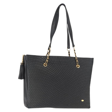 BALLY Tote Bag Leather Black Gold Auth BA8978