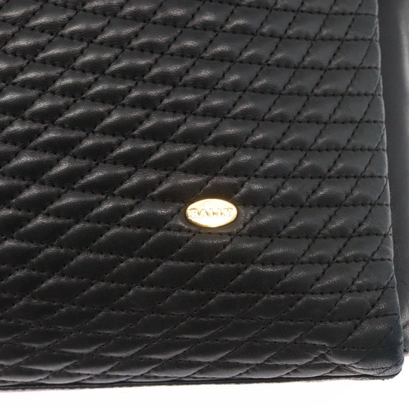 BALLY Tote Bag Leather Black Gold Auth BA8978