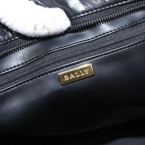 BALLY Tote Bag Leather Black Gold Auth BA8978