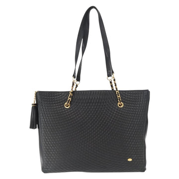 BALLY Tote Bag Leather Black Gold Auth BA8978 - 0