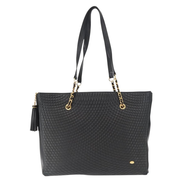 BALLY Tote Bag Leather Black Gold Auth BA8978