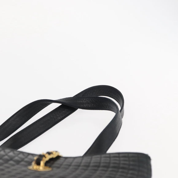 BALLY Tote Bag Leather Black Gold Auth BA8978