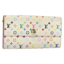 LOUIS VUITTON Multicolor Portefeuille Sarah Wallet White M93532 LV Auth BA8984-1