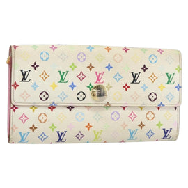 LOUIS VUITTON Multicolor Portefeuille Sarah Wallet White M93532 LV Auth BA8984