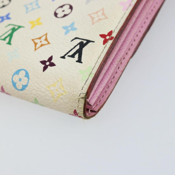 LOUIS VUITTON Multicolor Portefeuille Sarah Wallet White M93532 LV Auth BA8984