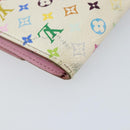 LOUIS VUITTON Multicolor Portefeuille Sarah Wallet White M93532 LV Auth BA8984-16