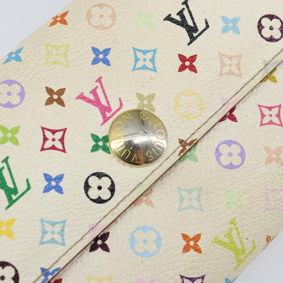LOUIS VUITTON Multicolor Portefeuille Sarah Wallet White M93532 LV Auth BA8984