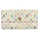 LOUIS VUITTON Multicolor Portefeuille Sarah Wallet White M93532 LV Auth BA8984-13