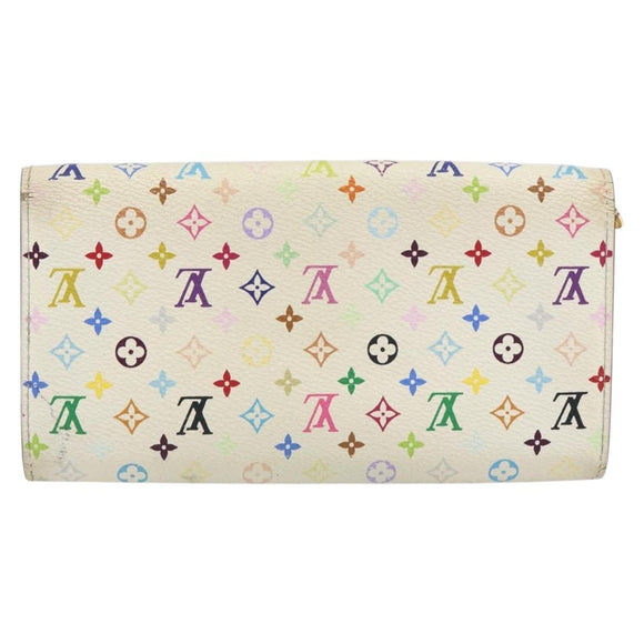 LOUIS VUITTON Multicolor Portefeuille Sarah Wallet White M93532 LV Auth BA8984