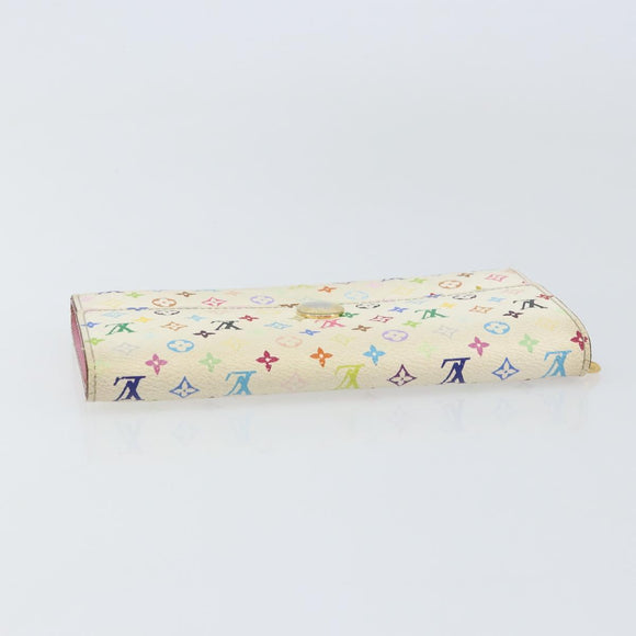 LOUIS VUITTON Multicolor Portefeuille Sarah Wallet White M93532 LV Auth BA8984