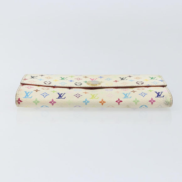 LOUIS VUITTON Multicolor Portefeuille Sarah Wallet White M93532 LV Auth BA8984