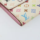 LOUIS VUITTON Multicolor Portefeuille Sarah Wallet White M93532 LV Auth BA8984-14