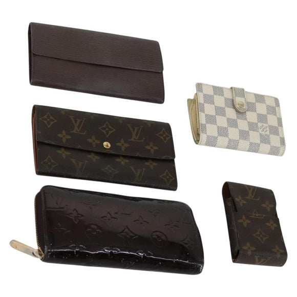 LOUIS VUITTON Monogram Damier Vernis Epi Wallet 5 Set Amarante LV Auth BA8989