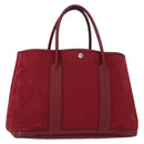 HERMES Garden Party MM Hand Bag Canvas Leather Red Auth BA8990-1