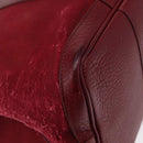 HERMES Garden Party MM Hand Bag Canvas Leather Red Auth BA8990-12