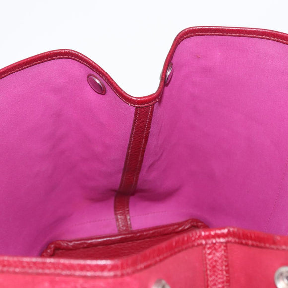 HERMES Garden Party MM Hand Bag Canvas Leather Red Auth BA8990