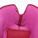 HERMES Garden Party MM Hand Bag Canvas Leather Red Auth BA8990-17