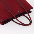 HERMES Garden Party MM Hand Bag Canvas Leather Red Auth BA8990-6