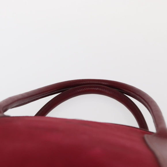 HERMES Garden Party MM Hand Bag Canvas Leather Red Auth BA8990