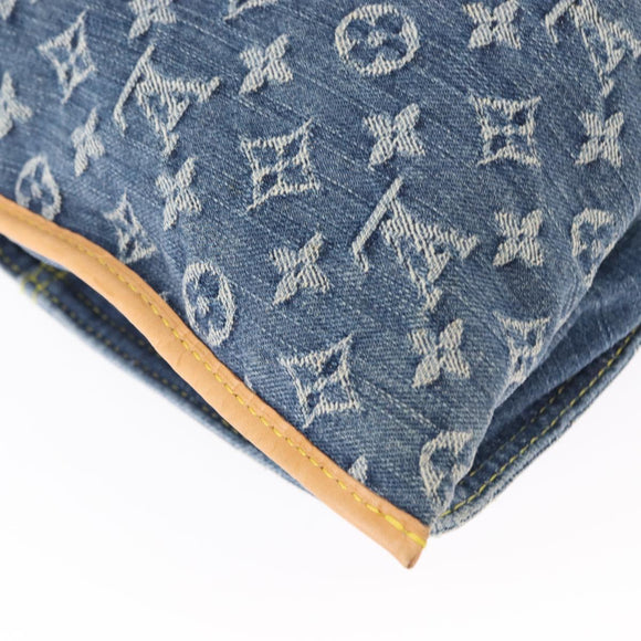 LOUIS VUITTON Monogram Denim Flat Shopper Tote Bag Blue M95018 LV Auth BA8994SAV