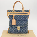 LOUIS VUITTON Monogram Denim Flat Shopper Tote Bag Blue M95018 LV Auth BA8994SAV-12