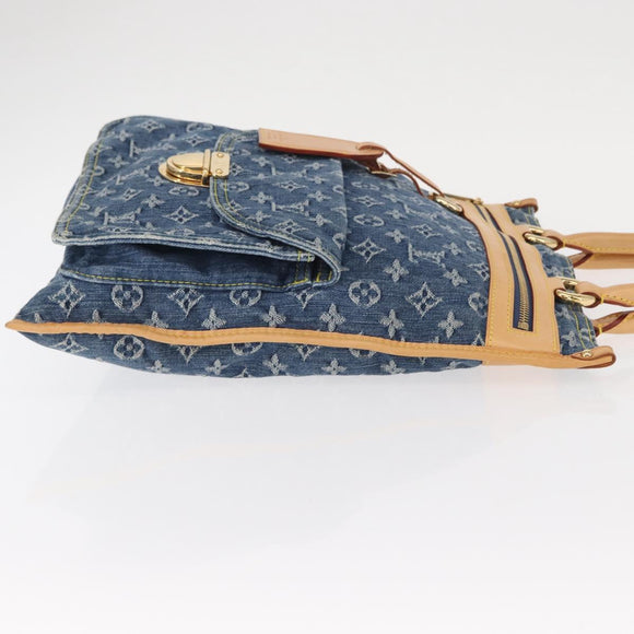 LOUIS VUITTON Monogram Denim Flat Shopper Tote Bag Blue M95018 LV Auth BA8994SAV