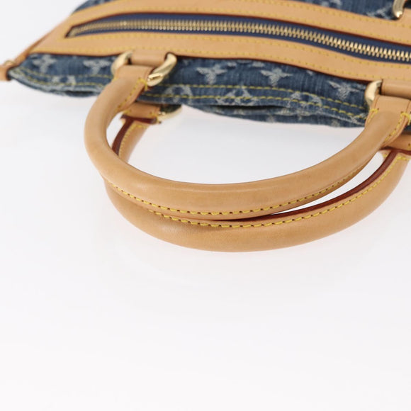 LOUIS VUITTON Monogram Denim Flat Shopper Tote Bag Blue M95018 LV Auth BA8994SAV