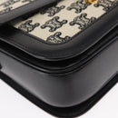CELINE Teen Triomphe Shoulder Bag Leather Canvas Black White Auth BA8997M-10