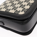 CELINE Teen Triomphe Shoulder Bag Leather Canvas Black White Auth BA8997M-12