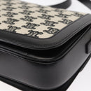 CELINE Teen Triomphe Shoulder Bag Leather Canvas Black White Auth BA8997M-13