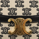 CELINE Teen Triomphe Shoulder Bag Leather Canvas Black White Auth BA8997M-14