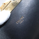 CELINE Teen Triomphe Shoulder Bag Leather Canvas Black White Auth BA8997M-16
