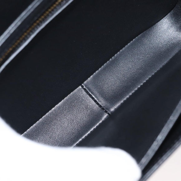 CELINE Teen Triomphe Shoulder Bag Leather Canvas Black White Auth BA8997M