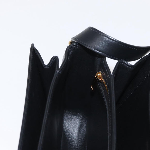 CELINE Teen Triomphe Shoulder Bag Leather Canvas Black White Auth BA8997M