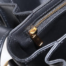 CELINE Teen Triomphe Shoulder Bag Leather Canvas Black White Auth BA8997M-21