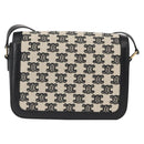CELINE Teen Triomphe Shoulder Bag Leather Canvas Black White Auth BA8997M-3